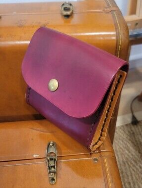 NEW burgundya And  Light Tan Handmade Leather Beltwallet, / Belt Pouch / Cards